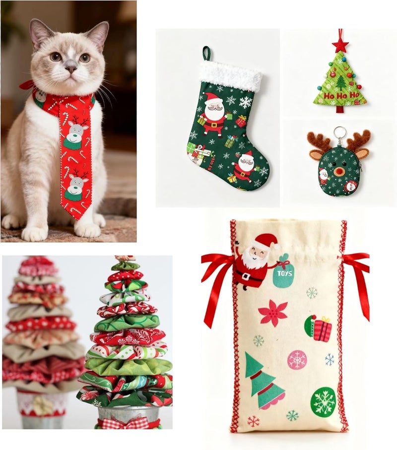 ADAIER 40Pcs Cotton Christmas Jelly Roll Fabric Strips - 2.5×19.6 Inch Pre-Cut Quilting Bundles for Sewing, Patchwork | DIY Cushions, Table Runners, Christmas Home Decor - Image 5
